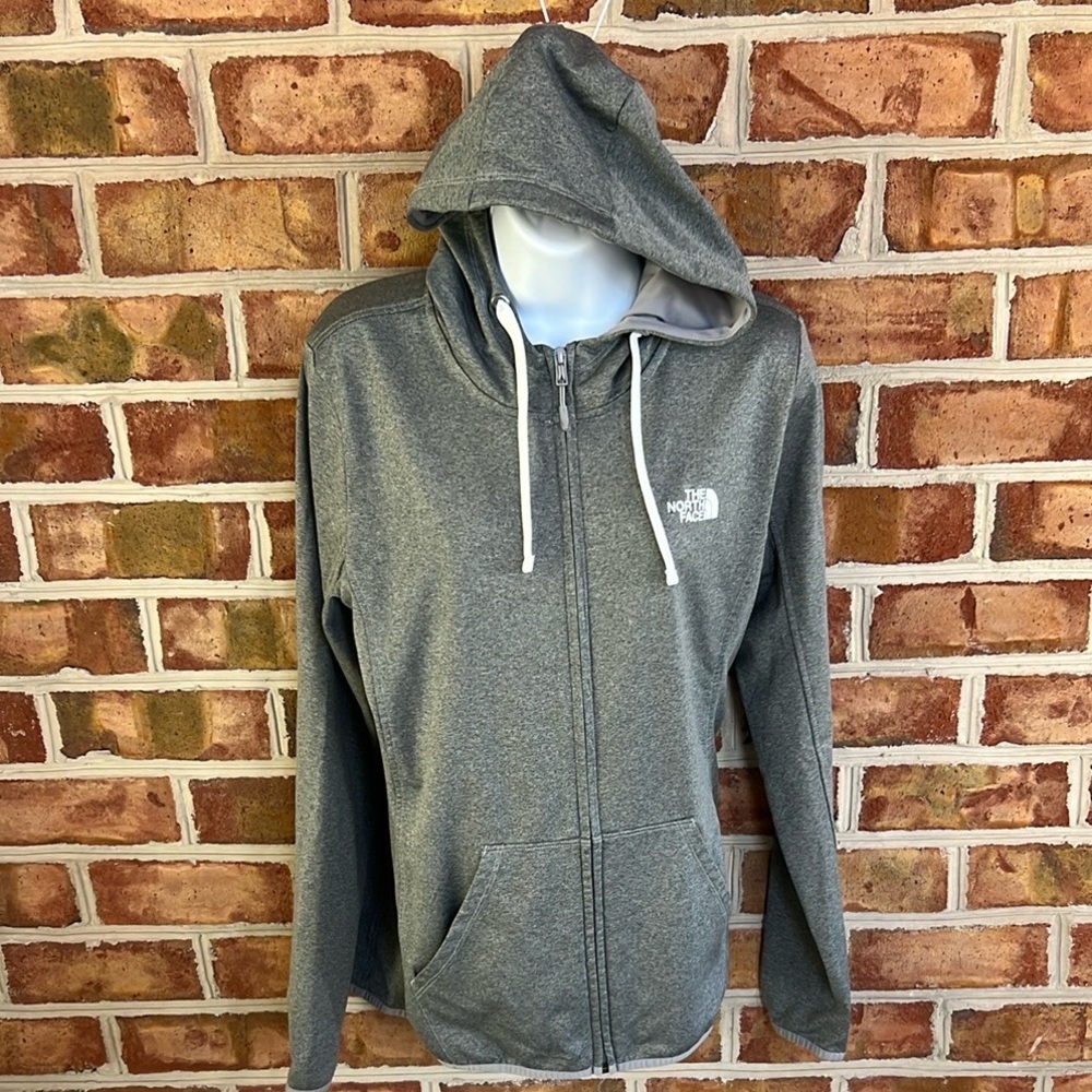 The North Face Gray Full-Zip light weight Hooded stretch Jacket w/ pockets large